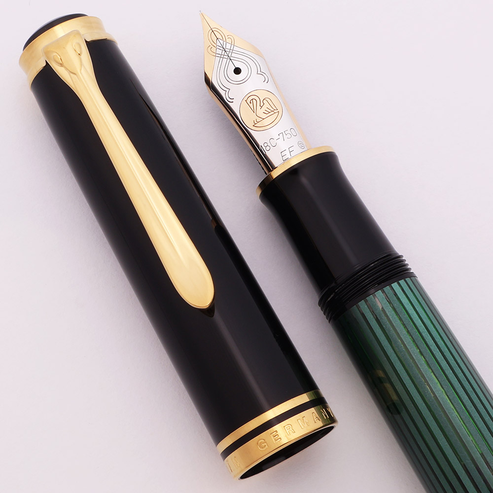 Pelikan M1000 Fountain Pen - Oversize, Black and Green, 18K Extra